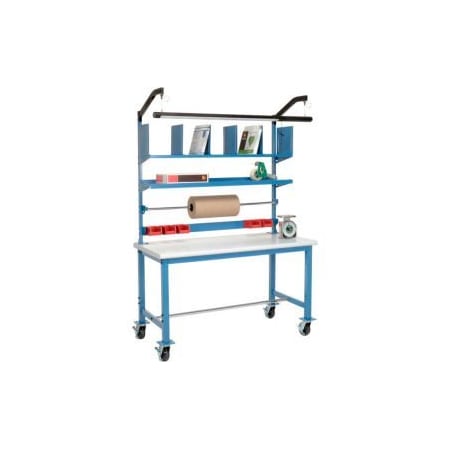 Global Equipment Mobile Packing Workbench W/Riser Kit, Laminate Safety Edge, 72"W x 30"D 244194A